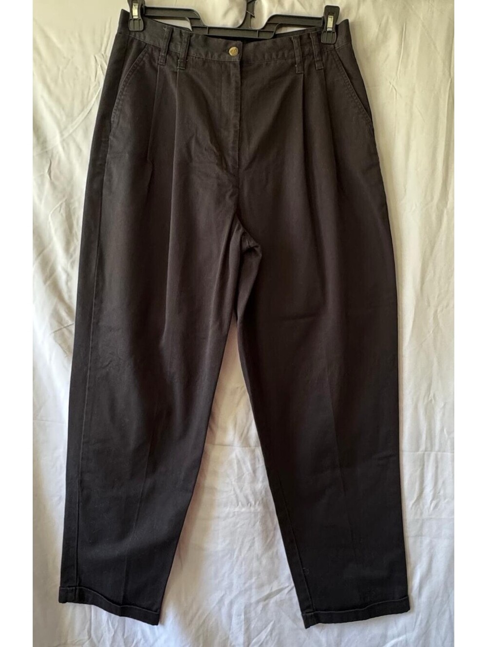 Cherokee Pants 14P Black Pleated Cotton Tapered Petite